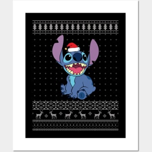 Lilo And Stitch Christmas Knit Pattern Posters and Art